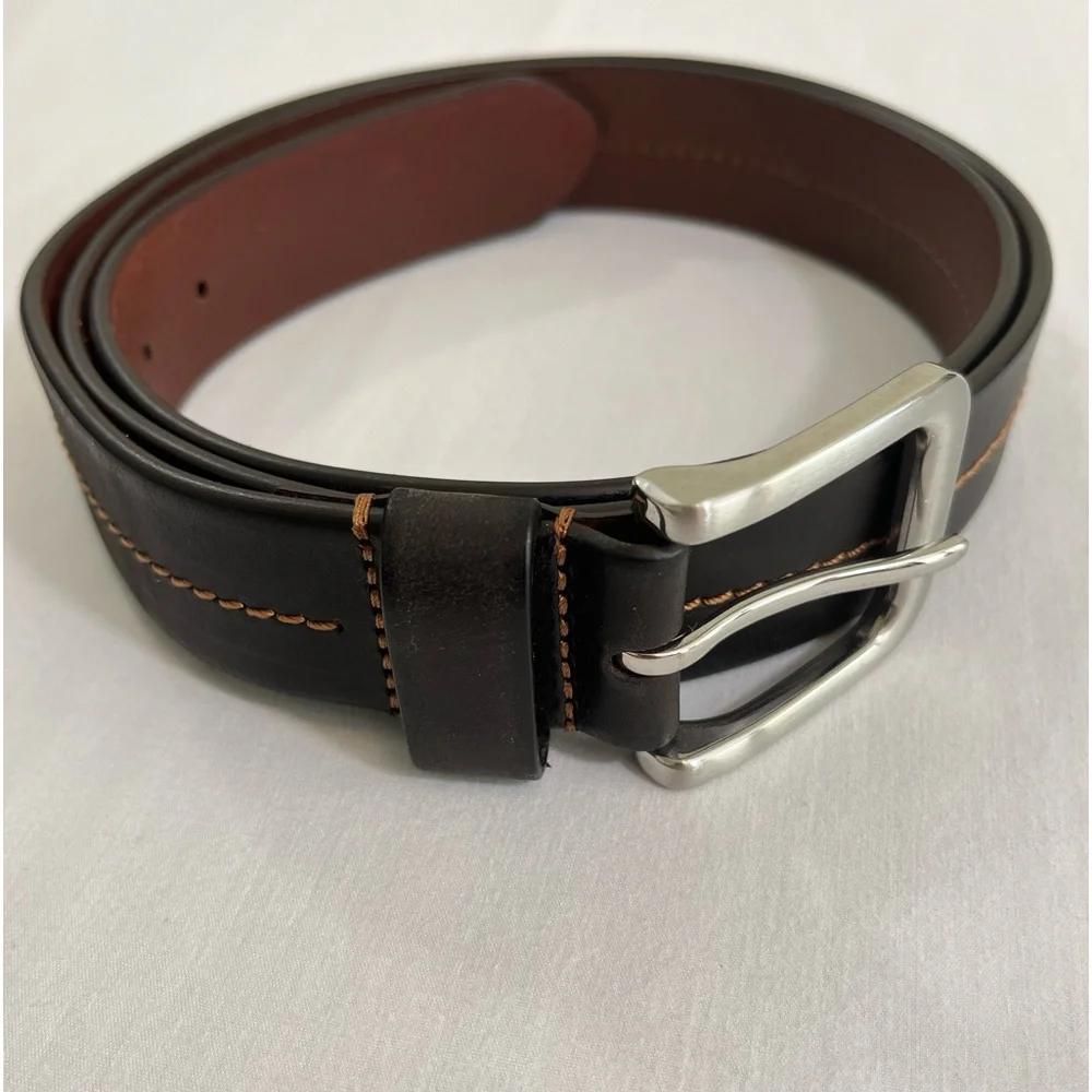 Joseph Abboud Belt Size 42, Dark Brown, Silver Finish Buckle